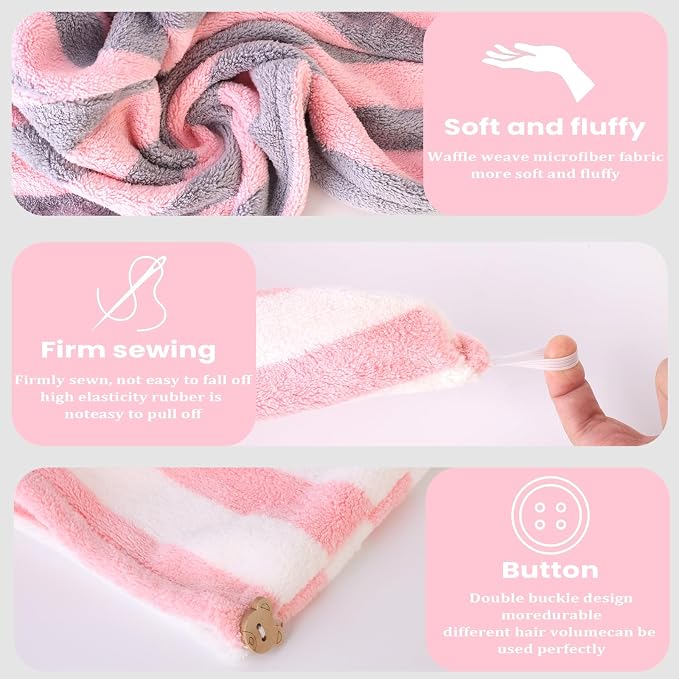 3 Pack Microfiber Hair Towel Wrap - Image 6
