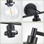 3-Light Bathroom Light Fixture Black Vanity Lights Over Mirror Modern Wall - Image 5