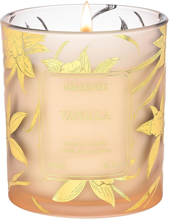M&SENSE Vanilla Scented Vegan Soy Candles, Creamy Naturally Scented No Toxin by MSENSE