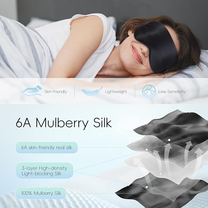 TOPOINT Silk Sleep Mask Light Blocking, 3-in-1 Cooling Heated Eye Mask - Image 3