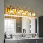 5-Light Crystal Vanity Light, Modern Gold Bathroom Wall Sconce - Image 3