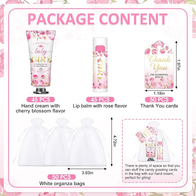 VISCOO 45 Sets Baby Shower Hand Cream and Lip Balm Gifts, Baby Shower Party - Image 2