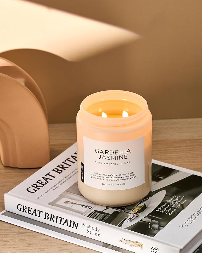 M&SENSE Gardenia Jasmine Scented Candle, 110 Hours Slow Burning Clean Non Toxic - Image 8
