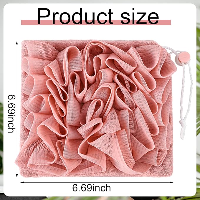 3 Pcs Washcloth Loofah Combo, 2 in 1 Bath Loofah Sponge - Image 6