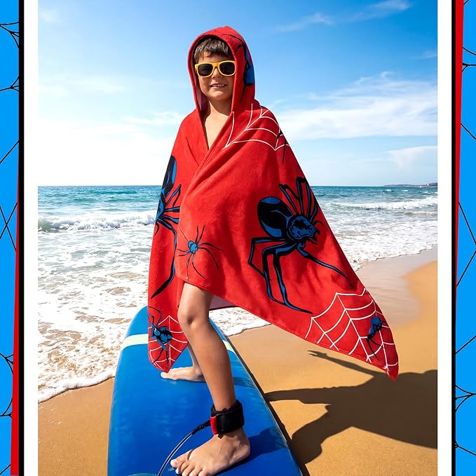 Peryiter 1 Pcs Spider Hooded Bath and Beach Towel 100% Cotton Pool Towels - Image 4