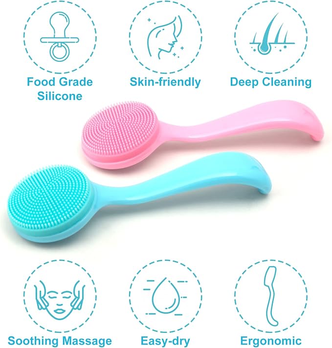 HINZIC 4 Pack Silicone Manual Facial Cleansing Brush, Skin Friendly Waterproof - Image 7