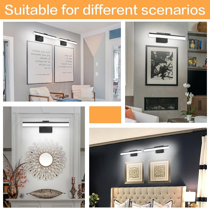 SOLFART 18Inch LED Vanity Light Bathroom Light Fixtures Over Mirror Black - Image 2