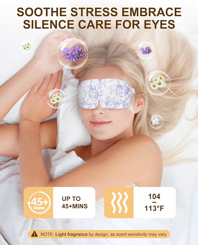 Heated Eye Mask Disposable 24 Pack, 45+ Min Self Heating Steam Eye Mask - Image 3