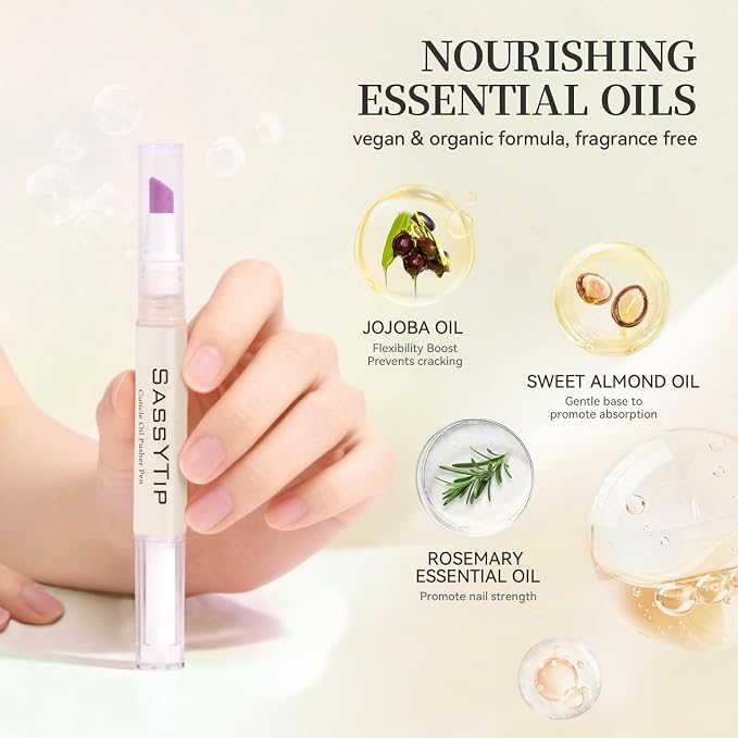 Ceramic Cuticle Pusher & Oil Pen, 2ml Rose + Fragrance Free Scented Nail Care - Image 7