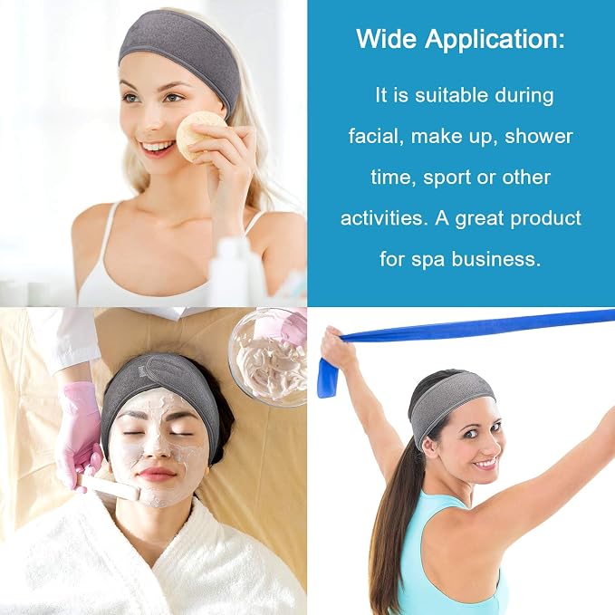 Whaline Spa Facial Headband Head Wrap Terry Cloth Headband 4 Counts Stretch - Image 7