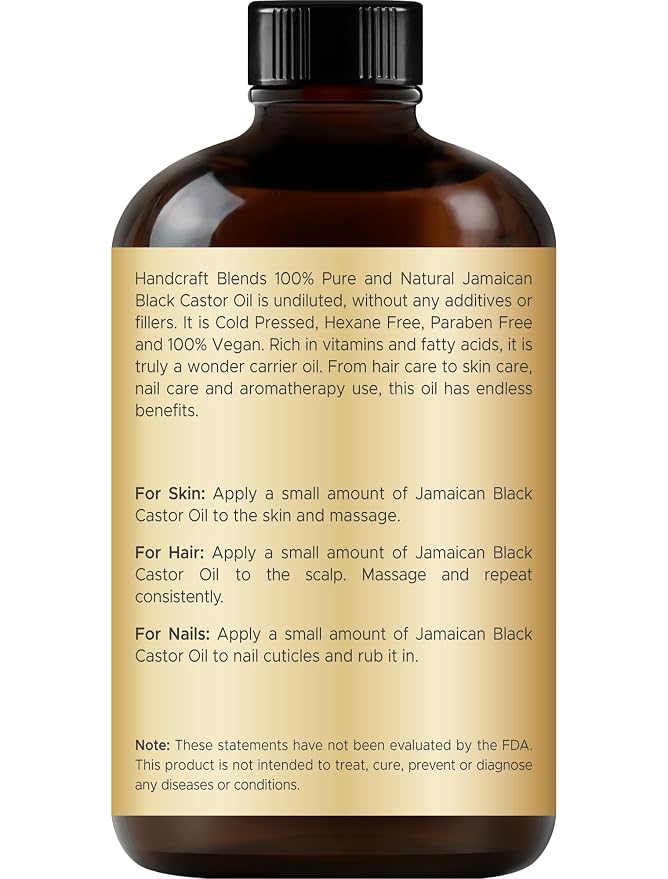 Handcraft Blends Cold-Pressed Jamaican Black Castor Oil 4 Fl Oz | Glass Bottle - Image 2
