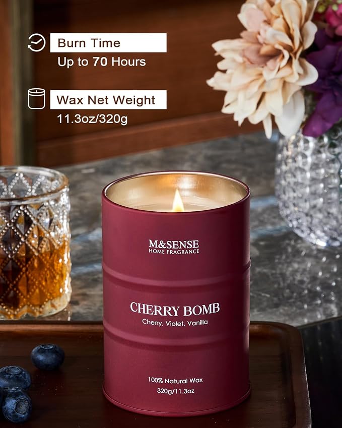 M&SENSE Cherry Bomb Scented Candles, Sweet Candle - Image 3