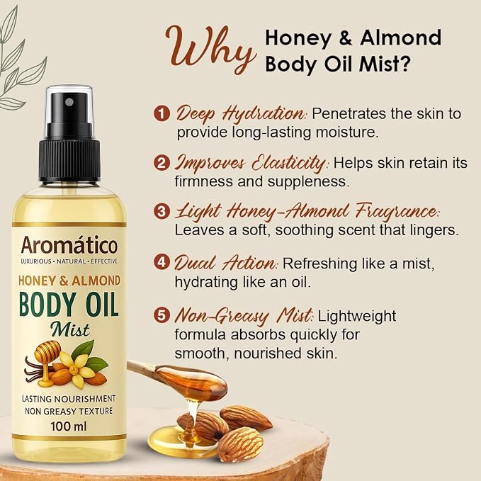 Aromatico Honey & Almond Body Oil Mist - Image 4