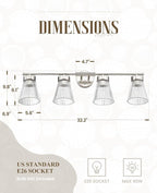 4-Light Bathroom Vanity Light Fixtures, HWH Brushed Nickel Bathroom Vanity - Image 2