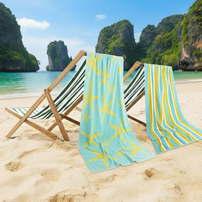 CASA COPENHAGEN Miami Towel 2Pcs Starfish Teal by CASACOPENHAGEN