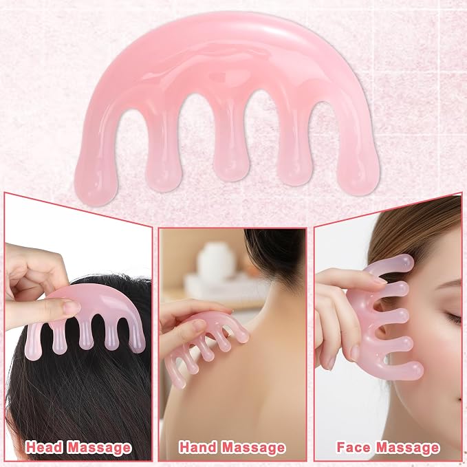 4 PCS Head Massager Scalp Comb Resin Scalp Stress Relax Tool Hair Gua Sha Comb - Image 4