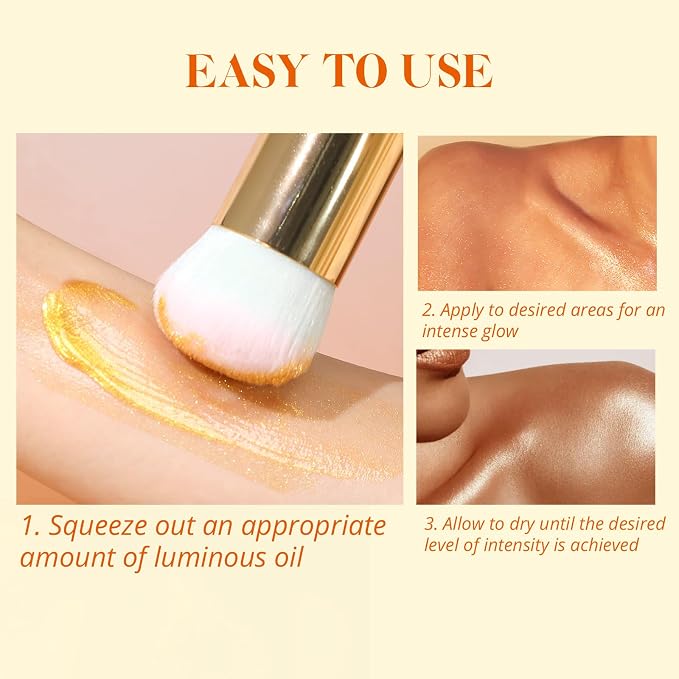 Liyalan Shimmer Body Oil Rose Gold Color 1.0 fl.oz Face Glow Pearl Highlighter - Image 8