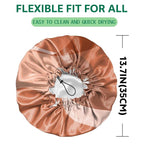 2 PCS Shower Cap Waterproof Double Layer Elastic Adjustable Reusable Hair Bath - Image 2