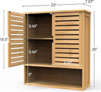 Bathroom Wall Cabinet, Bamboo Storage Cabinet Wall Mounted, Wall Hanging Cabinet - Image 3