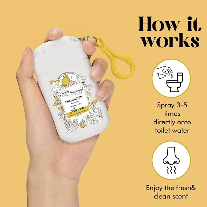 Pocket Size Toilet Spray for Poop, 2 Pack Lemon Scent, Bathroom Odor Eliminator - Image 5