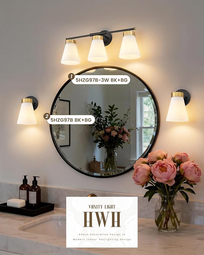 Bathroom Vanity Light, HWH 3-Light Wall Light Fixture - Image 7