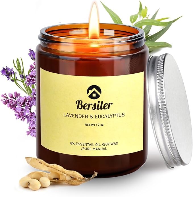 Aromatherapy Candles, Scented Candles, 7OZ Lavender Eucalyptus Candles Stress by BERSILER