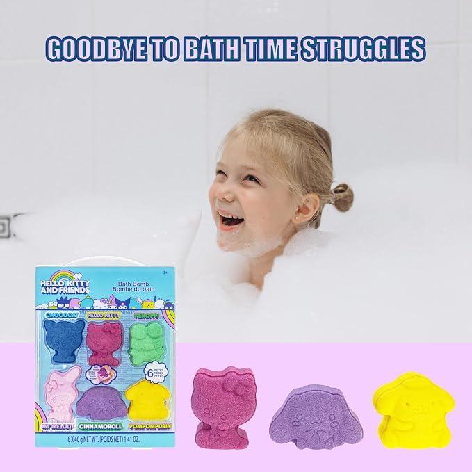 Hello Kitty and Friends Bath Bombs Set, 6 Piece, Bubblegum Scented - Image 5