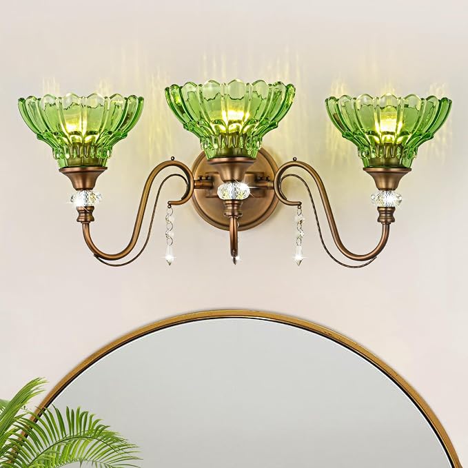 Vintage Bathroom Vanity Light, 3-Light Matte Antique Brass Finish Wall Sconce - Image 2
