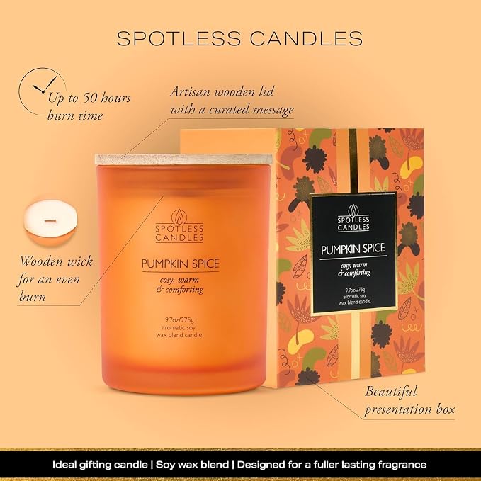 Pumpkin Spice Candle 9.7 oz: 55 Hrs Burn Time - Image 4