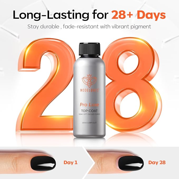 modelones Gel Top Coat, 100ml No Wipe Extra Glossy Gel Nail Polish Long-Lasting - Image 7