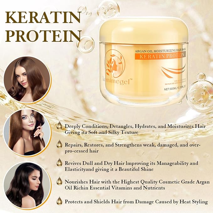 Collagen Hair Mask, Deep Repair Conditioning Argan Oil Hair Mask - Image 5