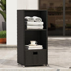 Rattan Outdoor Pool Towel Rack Cabinet, Wicker Pool Storage Bins Storage - Image 3