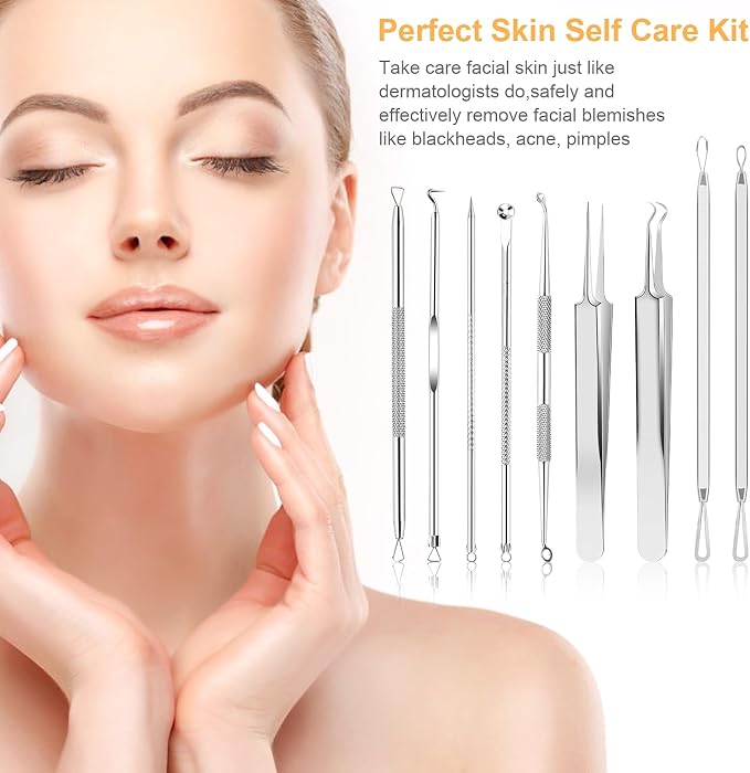UUBAAR 9PCS Blackhead Remover Tools, Pimple Popper Tool Kit - Image 6