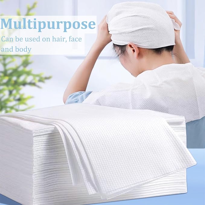 Disposable Bath Hair Towels, 100-Count 12" x 28", Thick Pearl Texture, Soft & - Image 3