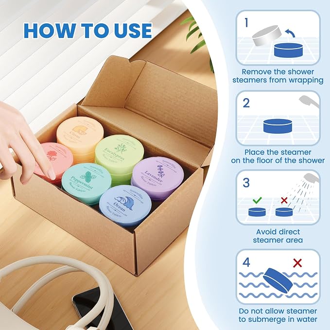 Shower Steamers 60 PCS with Individually Wrapped, Shower Bombs - Image 6