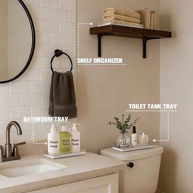 Bathroom Vanity Tray for Countertop, Bathroom Organizer for Soap, Perfume & - Image 4