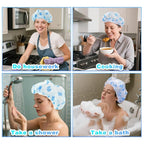 18 Pack Shower Caps for Women, Waterproof Reusable & Disposable Adjustable Bath - Image 7