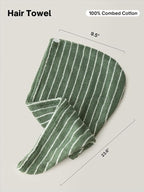 WENSHUO Frosted Pines-Striped Hair Towel Wrap-Drying Tool, 100% Combed Cotton - Image 2
