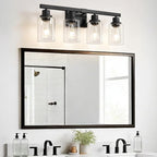 4-Light Bathroom Vanity Light, Modern Matte Black Wall Sconce Lighting - Image 8