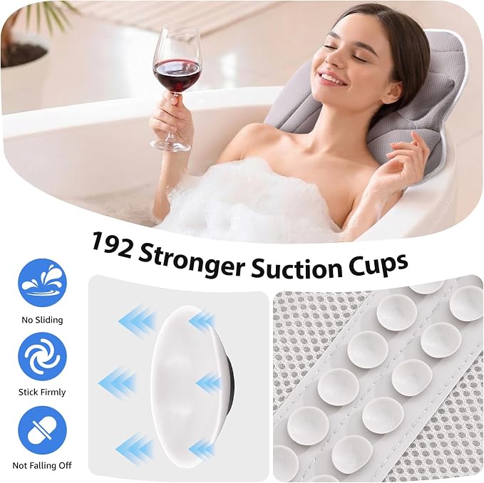 Full Body Bath Pillow for Bathtub, Thick 5D Air Mesh Luxury Spa Tub Cushion - Image 4