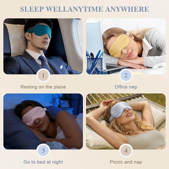 Silk Sleep Mask, Eye Mask for Sleep Women Men, Mulberry Sleeping Mask - Image 5
