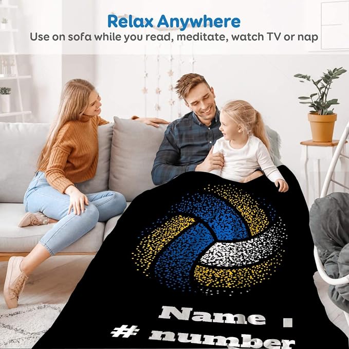 Custom Volleyball Blanket, Personalized Sport Throw - Image 5