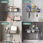 Veken 6-Pack Rustproof & Waterproof Shower Caddy, Adhesive Shelves Rack - Image 6