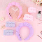 6Pcs Spa Set, Terry Cloth Headbands & Wrist Washbands - Image 7