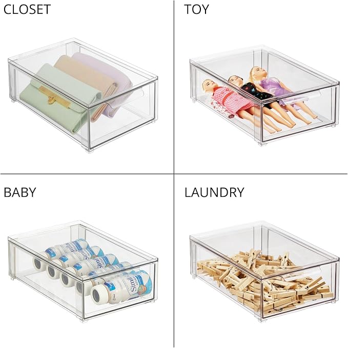 mDesign Plastic Stackable Bathroom Storage Organizer Bin - Image 7
