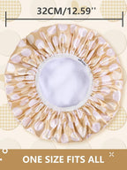 Years calm Terry Lined Shower Cap, Triple Layer Heart Motifs, Waterproof - Image 2