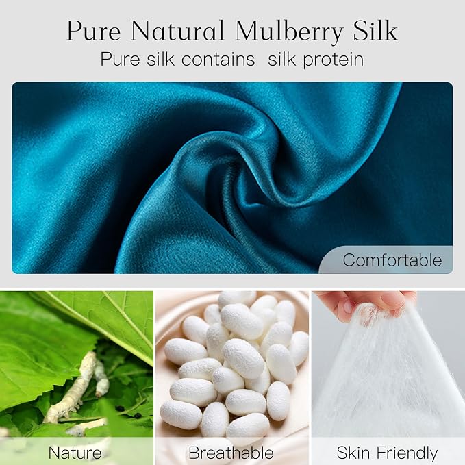 100% Natural Silk Eye Mask for Women Men, Soft Pressureless Cooling Blackout - Image 4