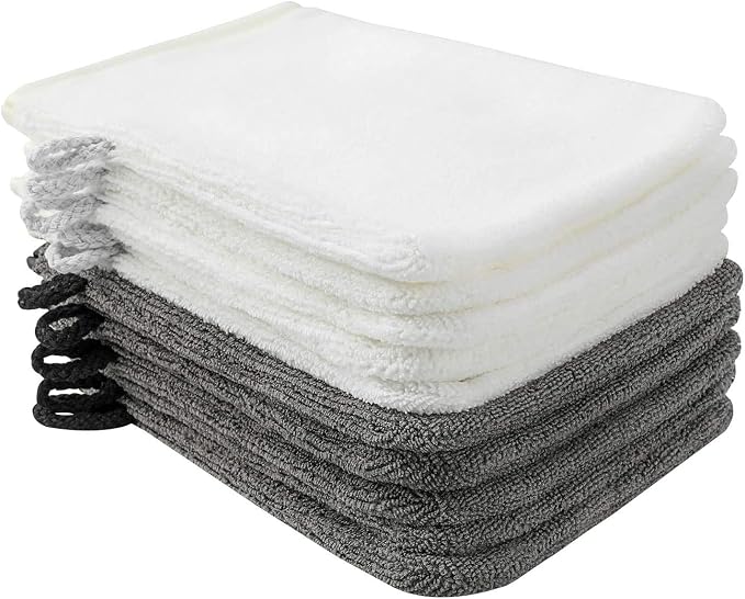 PHOGARY 10 Pack Microfiber Body Wash Mitts, Soft Face Mitten, Bath Spa Cloth by PHOGARY