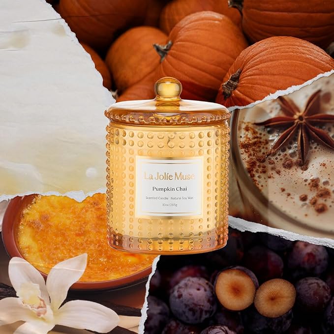 LA JOLIE MUSE Pumpkin Chai Candle| Spicy Chai & Vanilla | 10 oz Soy Wax Candle - Image 2