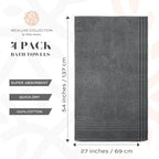 White Classic Wealuxe Grey Bath Towels Set of 4, Cotton Body Towel - Image 3